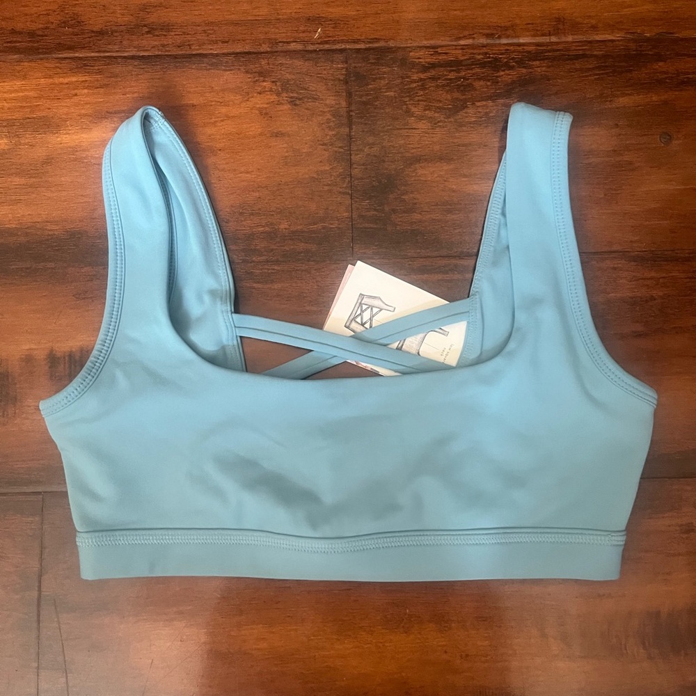 Blogilates Popflex Women's Crisscross Sports Bra Activewear Teal Blue sz S